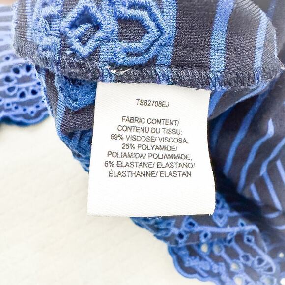 Derek Lam 10 Crosby Striped Top Lace Embellished Edge Size M - Picture 5 of 7